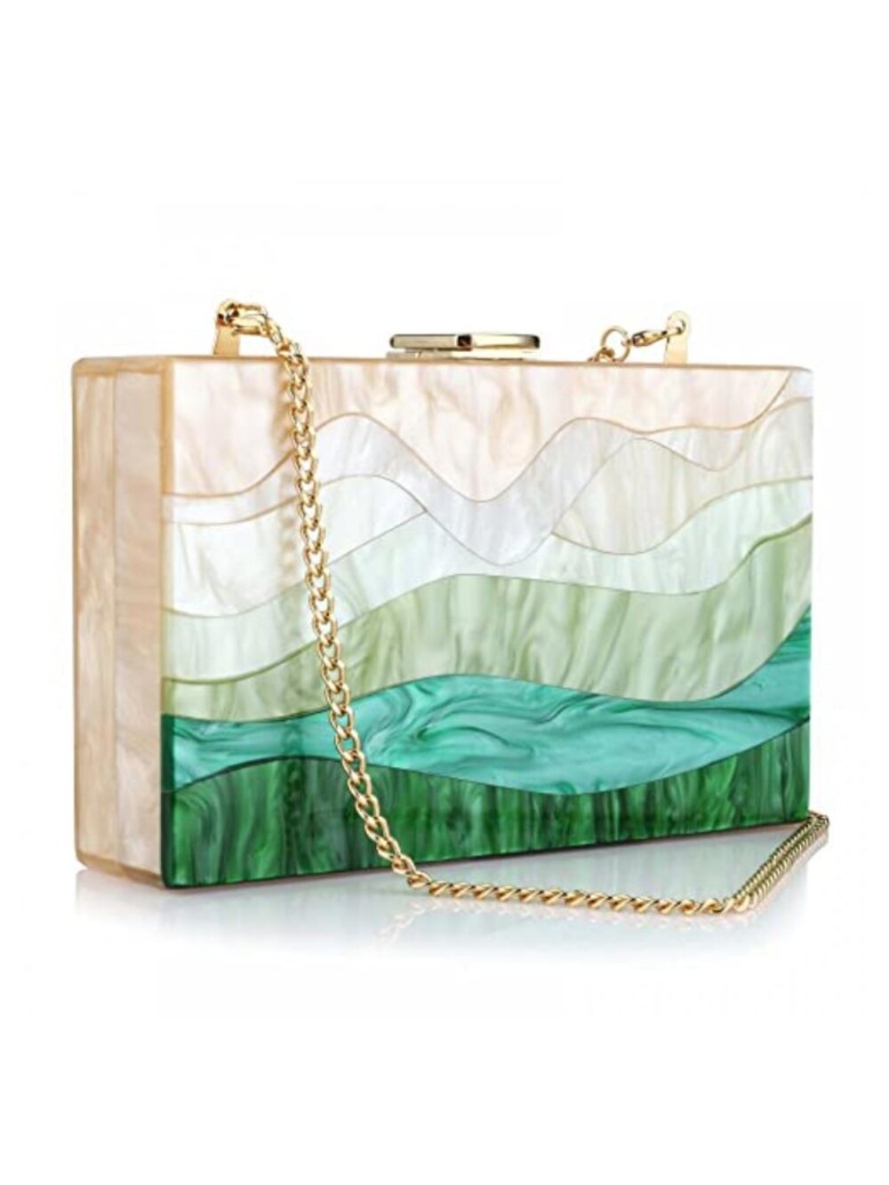 Acrylic Box Clutch Geometric Evening Crossbody Handbag with Detachable Chain